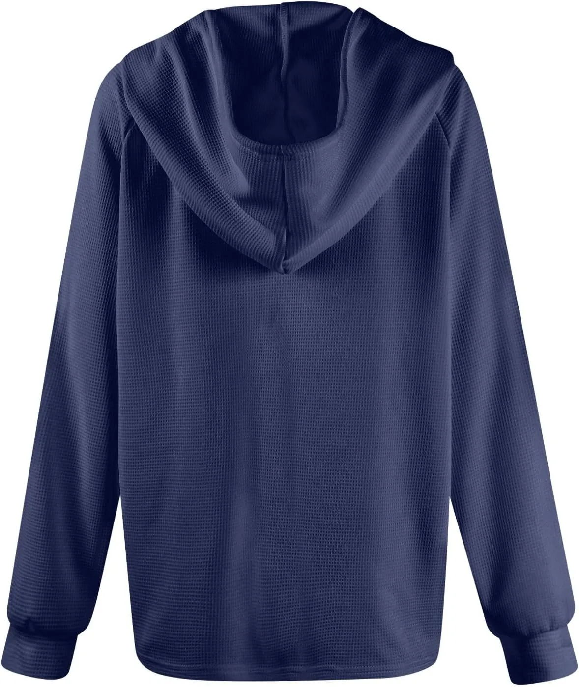 Oversized Hoodies for Women Soft V Neck Waffle Knit Hooded Sweatshirt Lightweight Fall Long Sleeve Pullover Sweaters