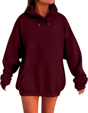 Oversized Hoodies for Women Y2k Drawstring Long Sleeve Fleece Pullover Sweatshirts Fall Outfits Clothes with Pockets