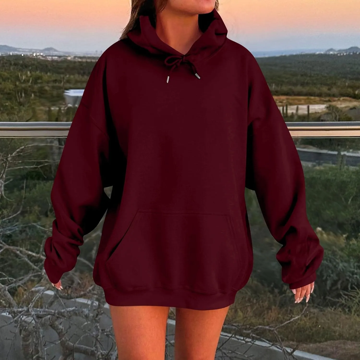 Oversized Hoodies for Women Y2k Drawstring Long Sleeve Fleece Pullover Sweatshirts Fall Outfits Clothes with Pockets