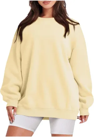 Oversized Sweatshirt For Women,2024 Fall Casual Crewneck Pullover Sweatshirt Soft Comfy Fleece Long Sleeve Sweatshirt