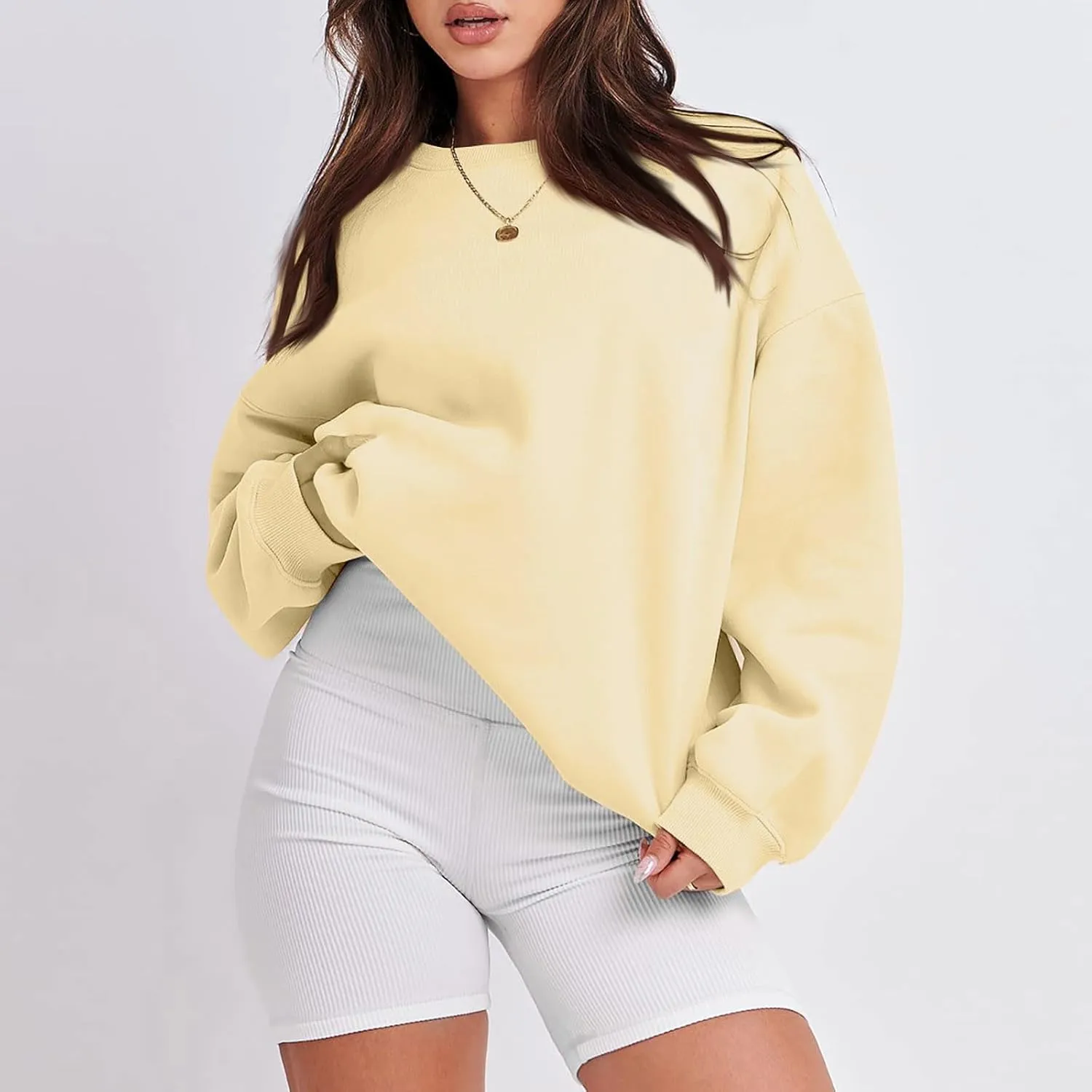 Oversized Sweatshirt For Women,2024 Fall Casual Crewneck Pullover Sweatshirt Soft Comfy Fleece Long Sleeve Sweatshirt