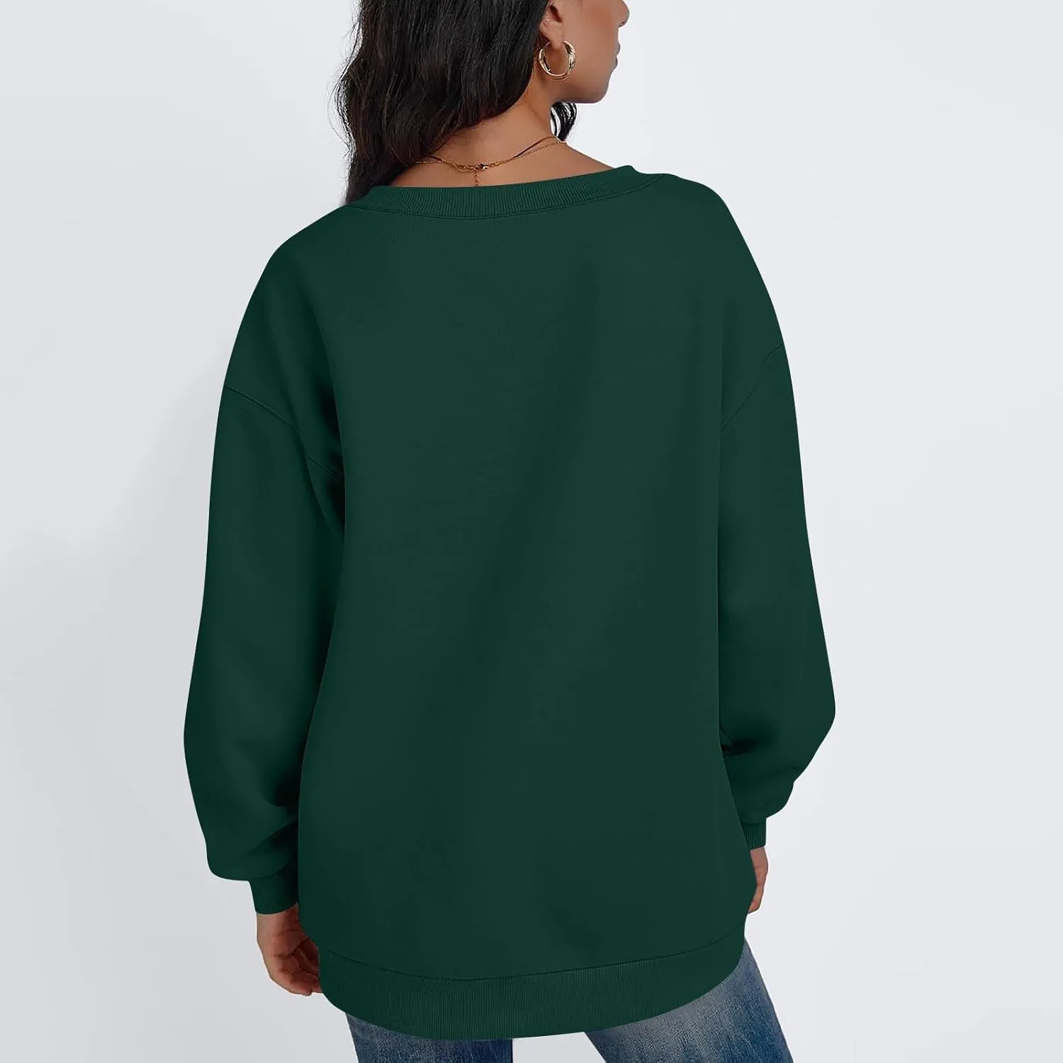Oversized Sweatshirt For Women,2024 Trendy V Neck Soft Fleece Preppy Sweatshirt Long Sleeve Pullover Fall Clothes