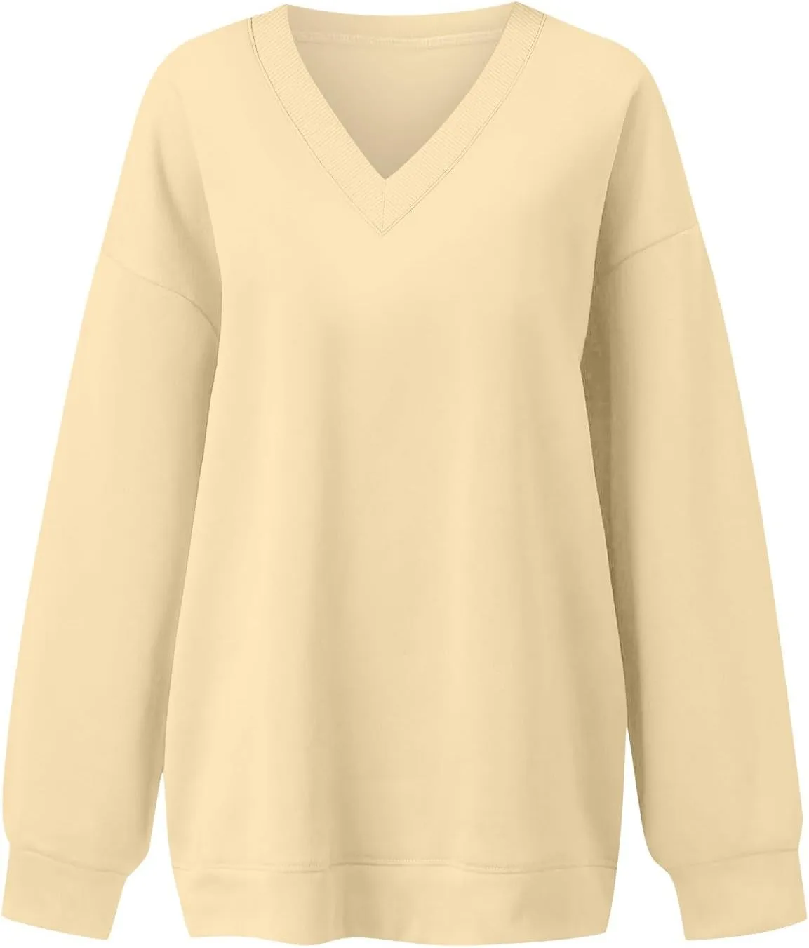 Oversized Sweatshirt For Women,2024 Trendy V Neck Soft Fleece Preppy Sweatshirt Long Sleeve Pullover Fall Clothes