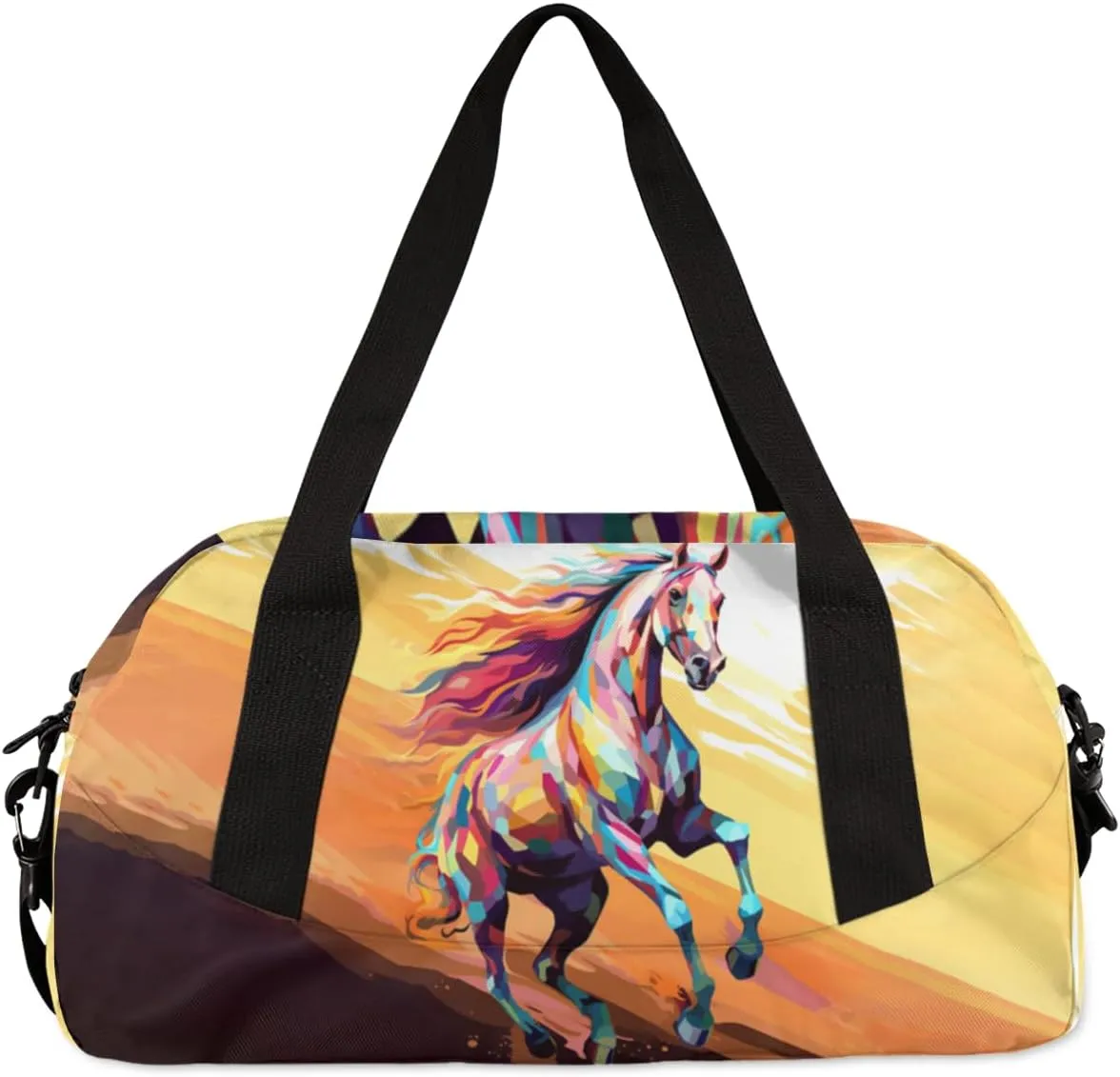 Personalized Duffel Bags Custom Travel Colorful Horse Animal Sports Carry On Gym Bag Cheerful Cheer Bags Weekender Bag Overnight Christmas Gift Bag for kids