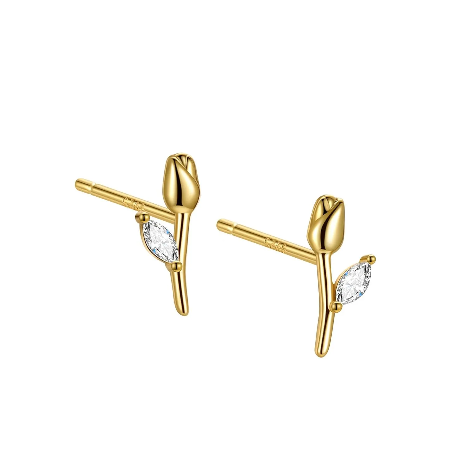 Petals of Grace: Fashion 925 Sterling Silver Minimalist Rose Flower Stud Earrings - Gold-Plated Small Stud Earrings (gold)