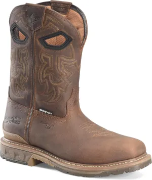 PHANTOM RIDER Stanton 11 Waterproof Wide Square Composite Toe Roper Boots for Men with Dark Brown Barnyard Acid Resistant Leather, EH-Rated, Dark Brown (Brown) - 11 D