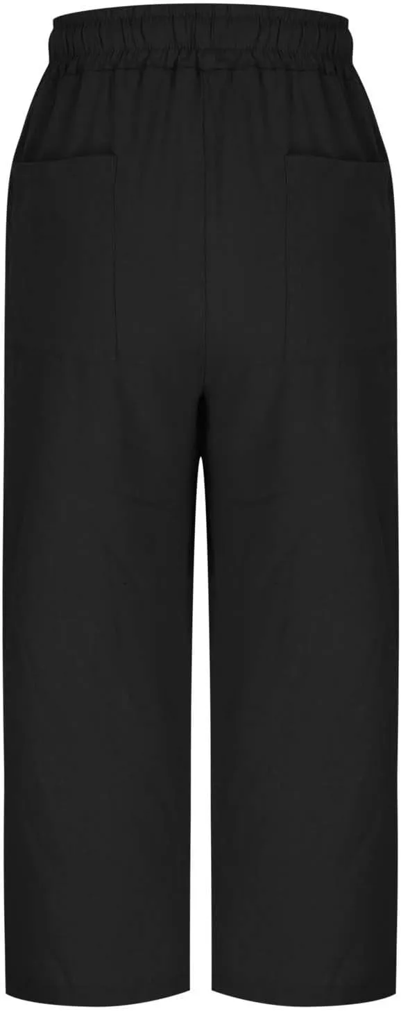 Plus Size Capri Pants for Women 2025 Casual Summer Elastic Drawstring Straight Leg Cropped Pant Loose Comfy Beach Capris