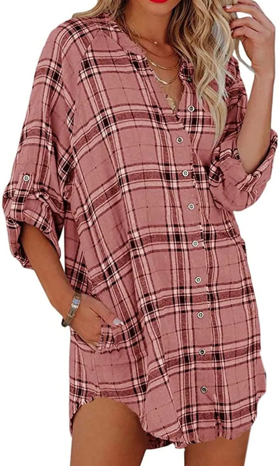 Plus Size Plaid Shirts for Women Long Sleeve Button Down Tops Oversized Loose Fit Blouses 2025 T Shirts
