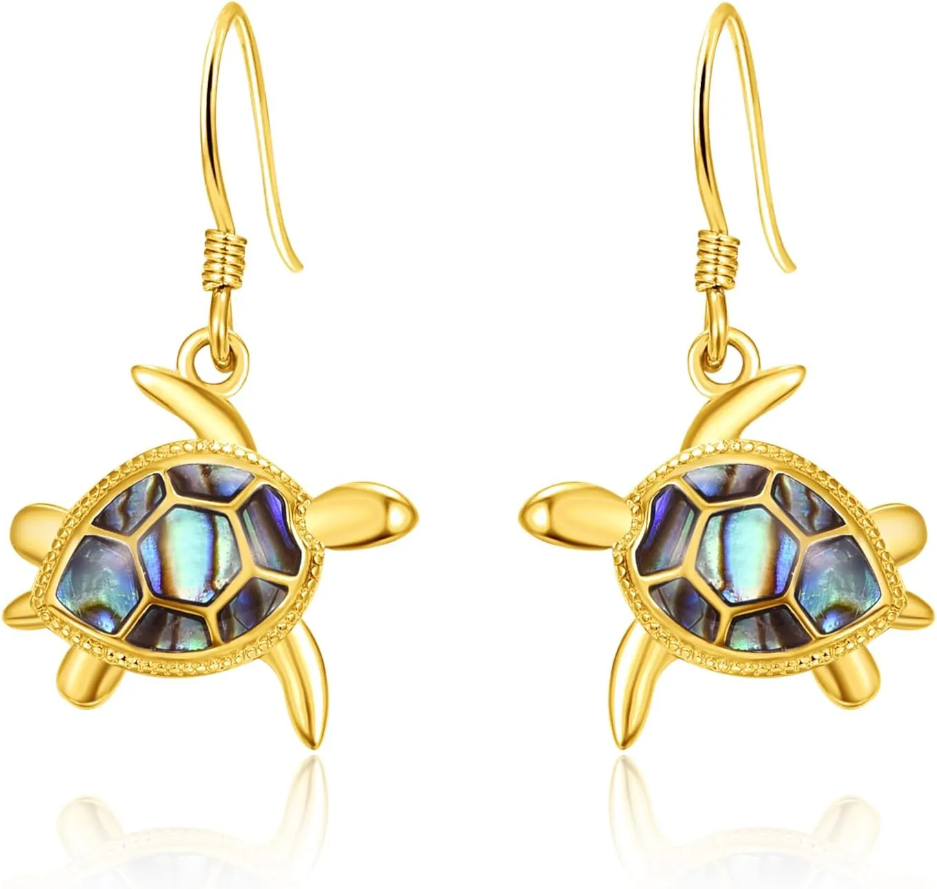 PRAYMOS Sea Turtle Earrings for Women Abalone Shell 925 Sterling Silver Dangle Earrings Hypoallergenic Drop Animal Ocean Jewelry Turtle Gift