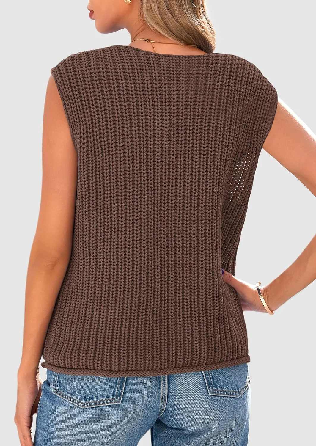 PRETTYGARDEN Women's Summer Sweaters Vest 2025 Sleeveless Button Down Cropped Pockets Chunky Knit Cardigan Trendy Tank Tops