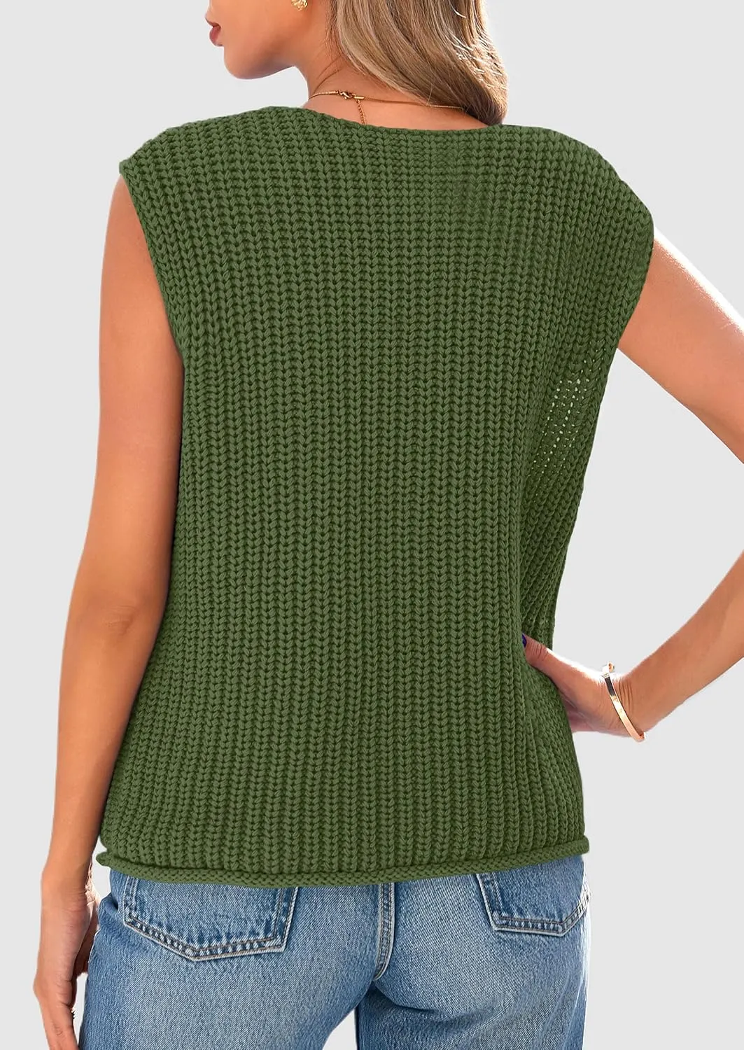 PRETTYGARDEN Women's Summer Sweaters Vest 2025 Sleeveless Button Down Cropped Pockets Chunky Knit Cardigan Trendy Tank Tops
