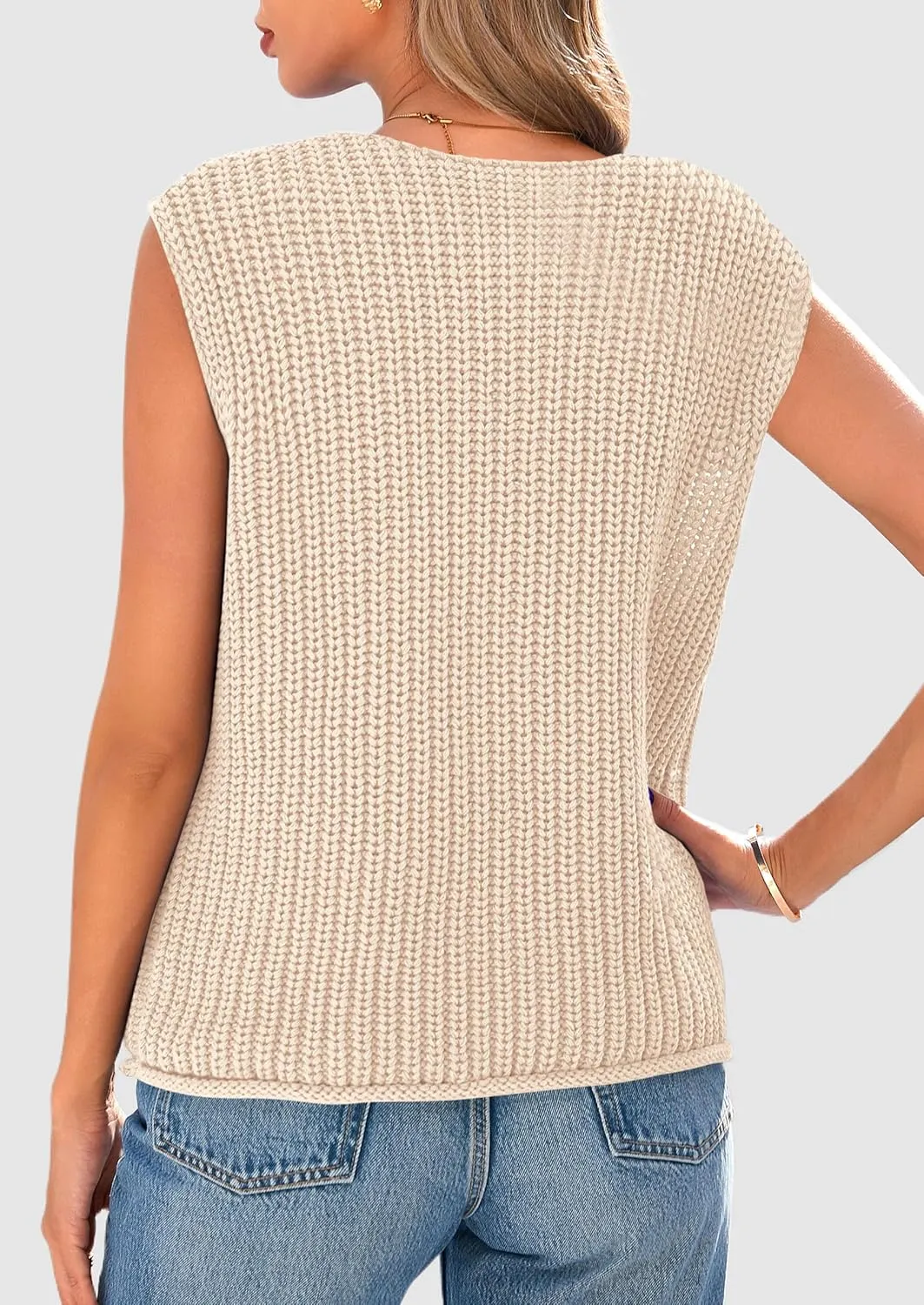 PRETTYGARDEN Women's Summer Sweaters Vest 2025 Sleeveless Button Down Cropped Pockets Chunky Knit Cardigan Trendy Tank Tops