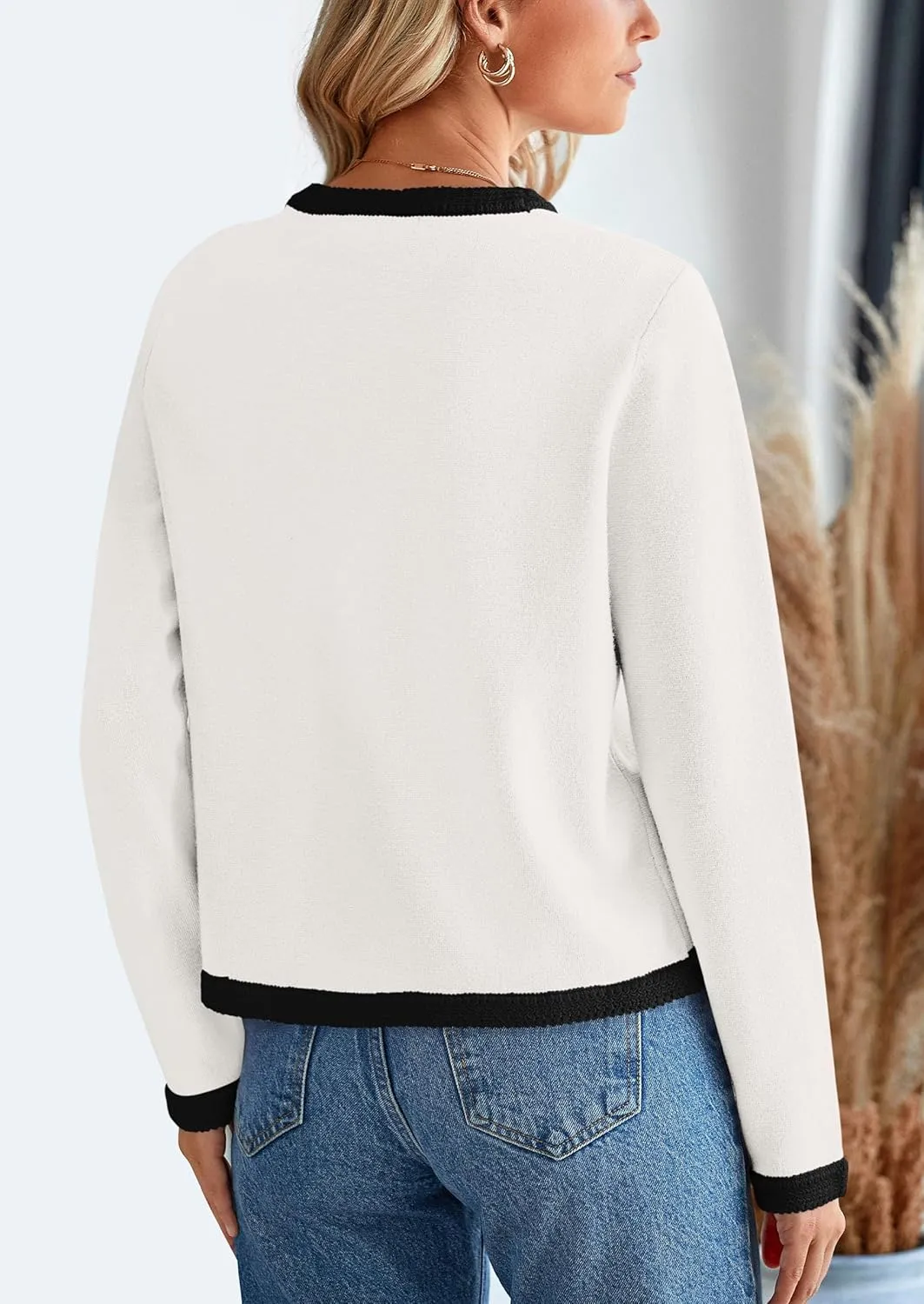 PRETTYGARDEN Women's Winter Trendy Button Down Open Front Cardigan Sweaters Knit Color Block Jackets Fall Fashion Clothes