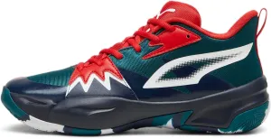 PUMA Men's Genetics Basketball Shoes, Black-for All Time Red, 14