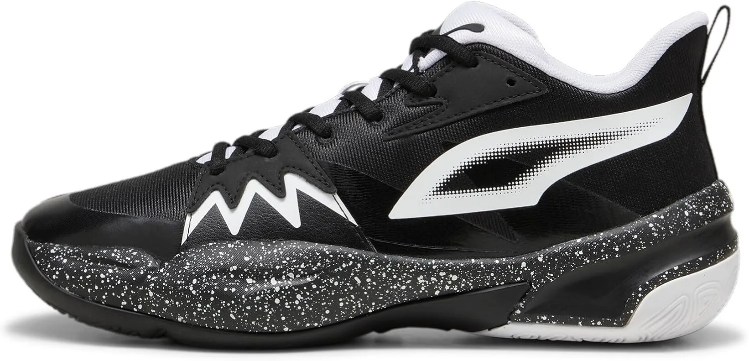 PUMA Men's Genetics Basketball Shoes, Black-for All Time Red, 14