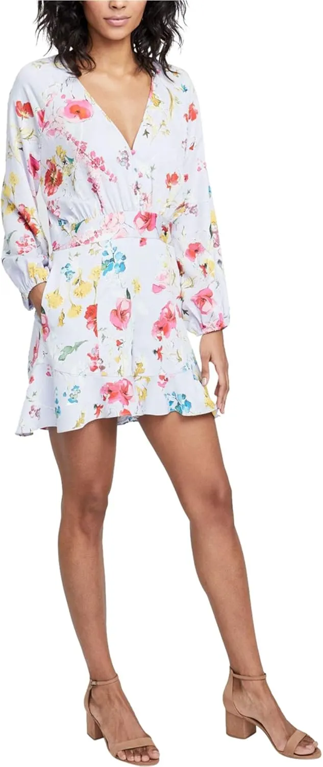 Rachel Roy Womens Floral Romper Jumpsuit, Blue, 8