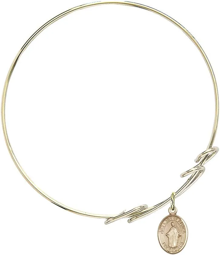Round Double Loop Bangle Bracelet w/Our Lady of Africa in Gold-Filled