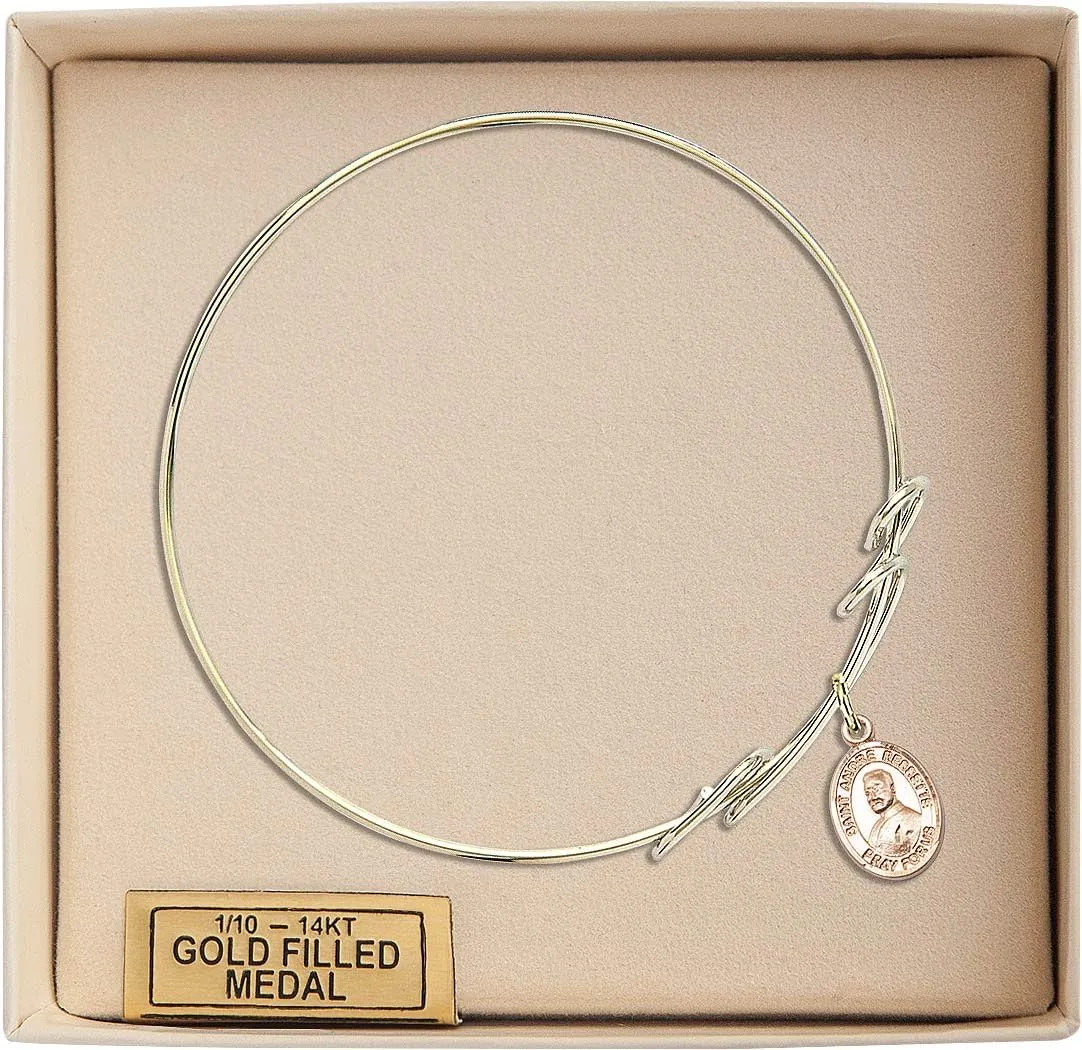 Round Double Loop Bangle Bracelet w/St. Andre Bessette in Gold-Filled
