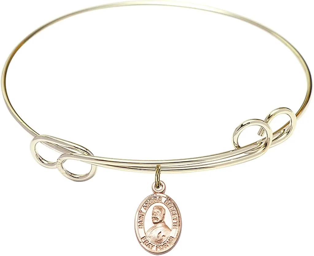 Round Double Loop Bangle Bracelet w/St. Andre Bessette in Gold-Filled