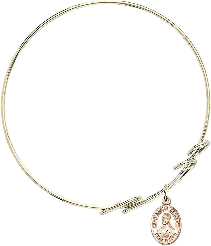Round Double Loop Bangle Bracelet w/St. Andre Bessette in Gold-Filled