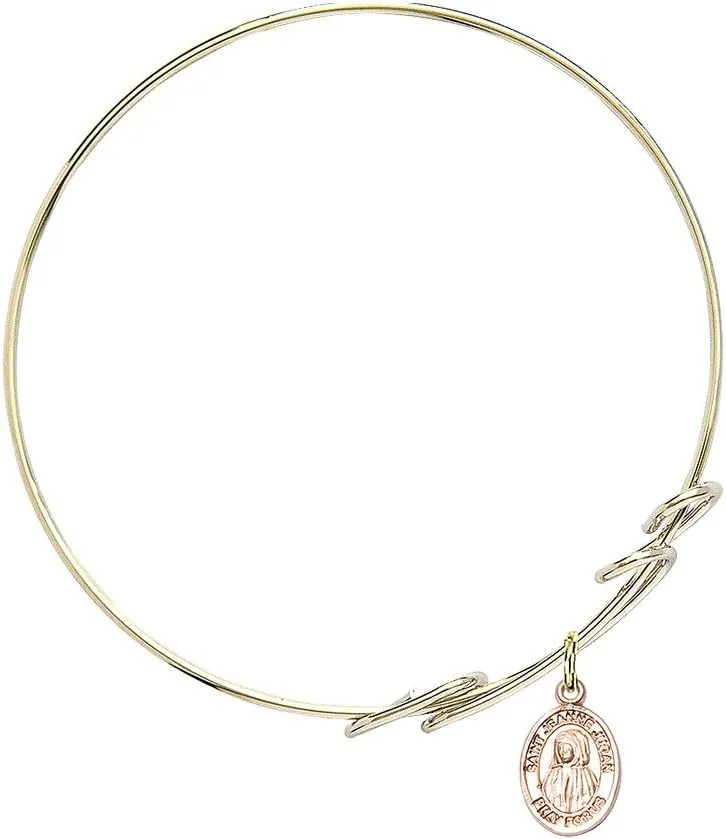 Round Double Loop Bangle Bracelet w/St. Jeanne Jugan in Gold-Filled