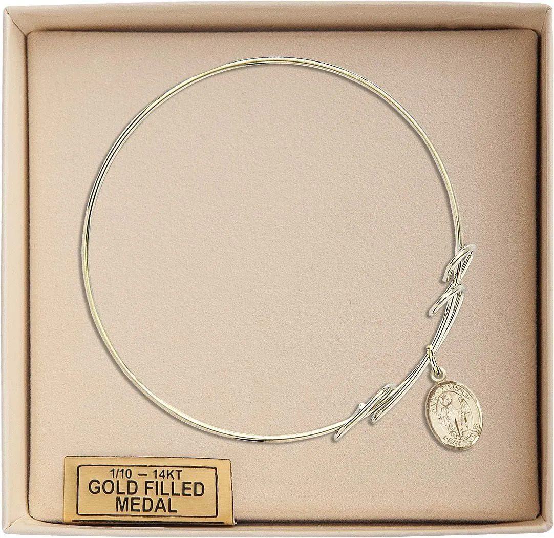 Round Double Loop Bangle Bracelet w/St. Richard in Gold-Filled
