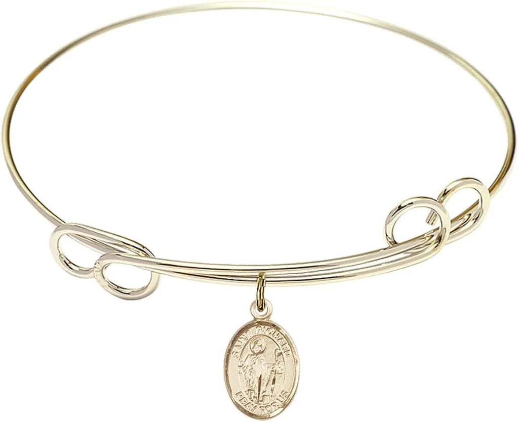 Round Double Loop Bangle Bracelet w/St. Richard in Gold-Filled
