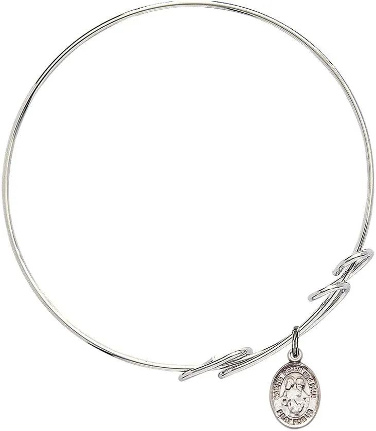 Round Double Loop Bangle Bracelet w/STS. Peter & Paul in Sterling Silver