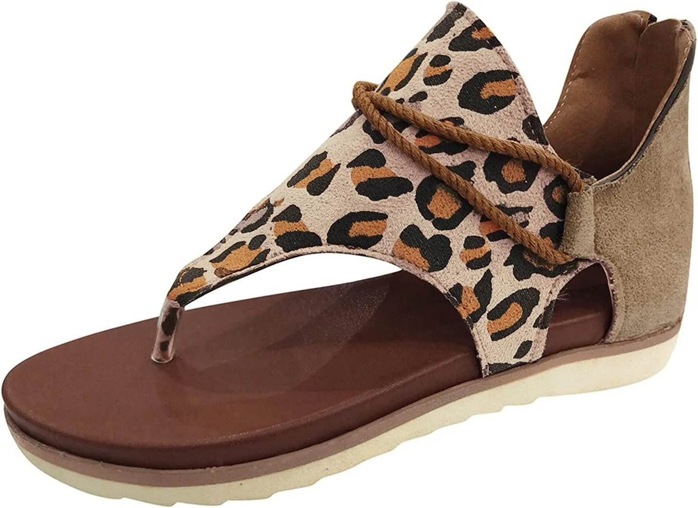 Sandals slip Pattern Flip-Flop Cover Heel Leopard Shoes Beach Women Strap Womens Casual Sandals