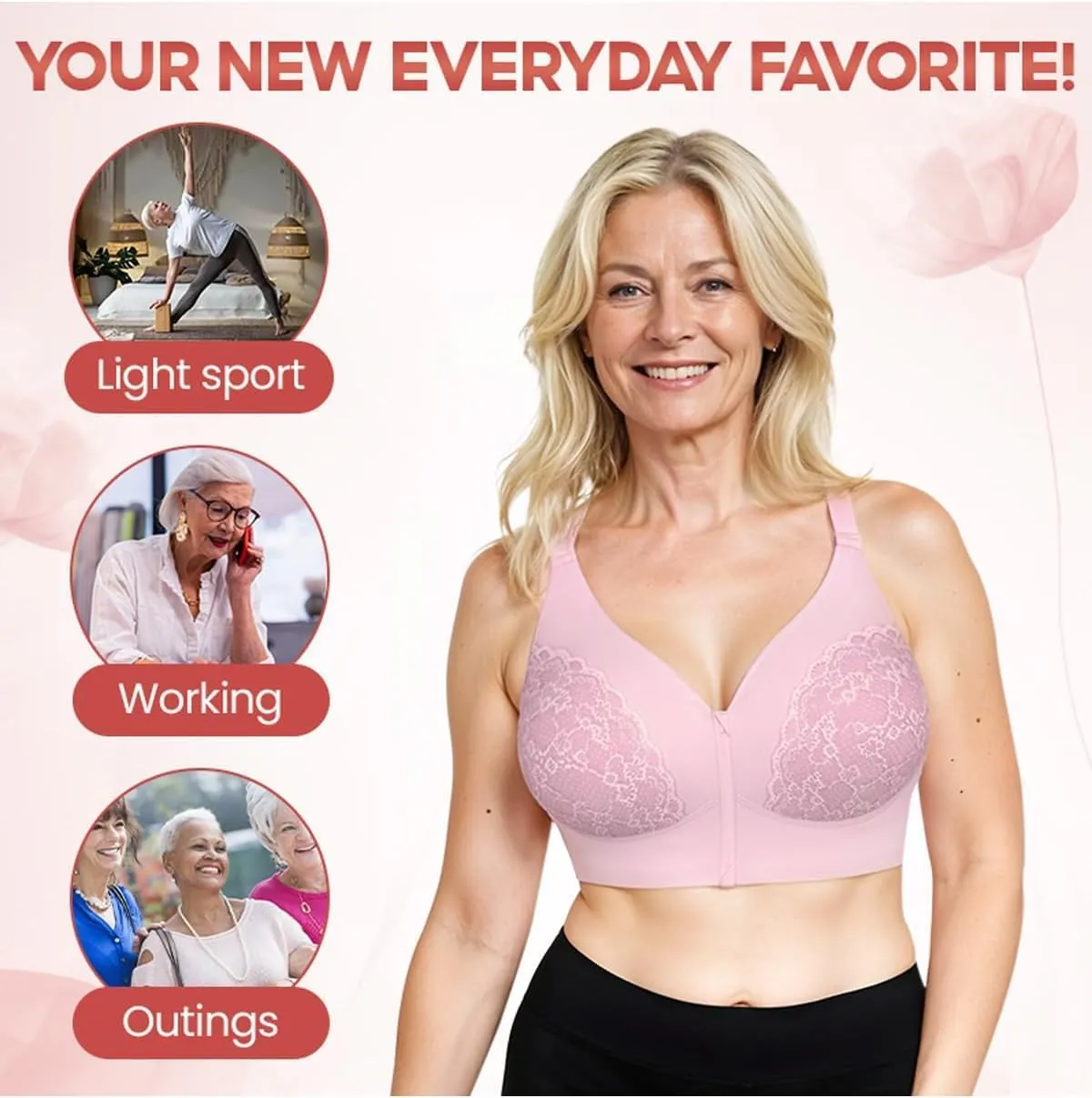 Senorita Zip up Bra, Senorata - Uplacy - Zip-up Powerful Support Comfy Bra, Ziplacy Women's Zip Front Sports Wireless