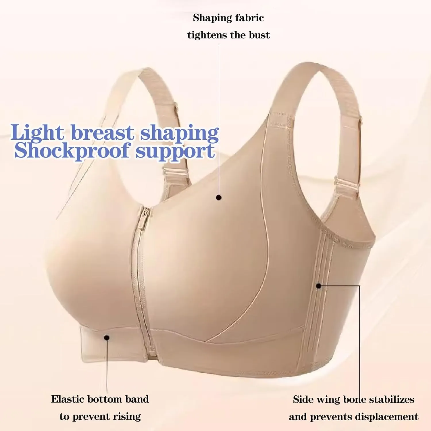 Senorita Zip up Bra, Uplacy - Zip-Up Powerful Support Comfy Bra, Front Zipper Yoga Sports Bras for Women