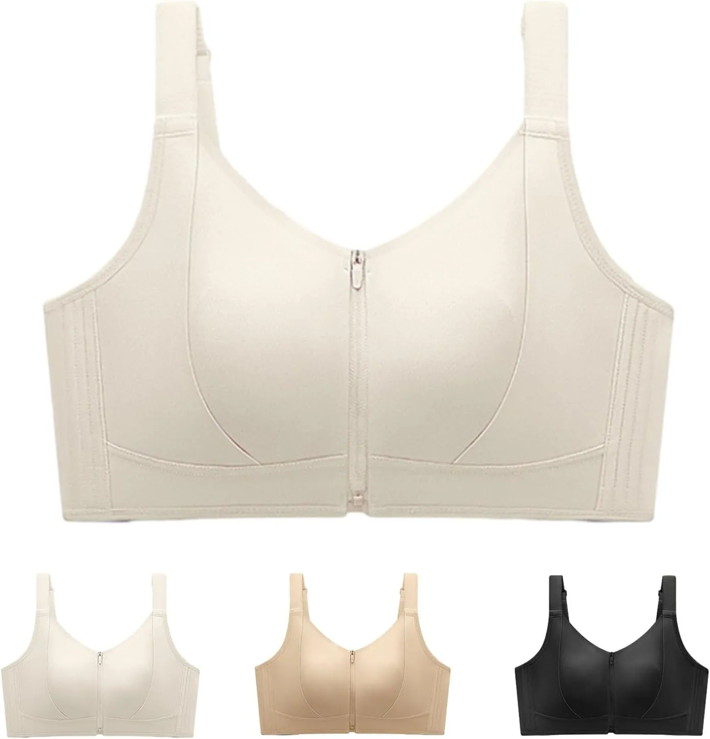 Senorita Zip up Bra, Uplacy - Zip-Up Powerful Support Comfy Bra, Front Zipper Yoga Sports Bras for Women