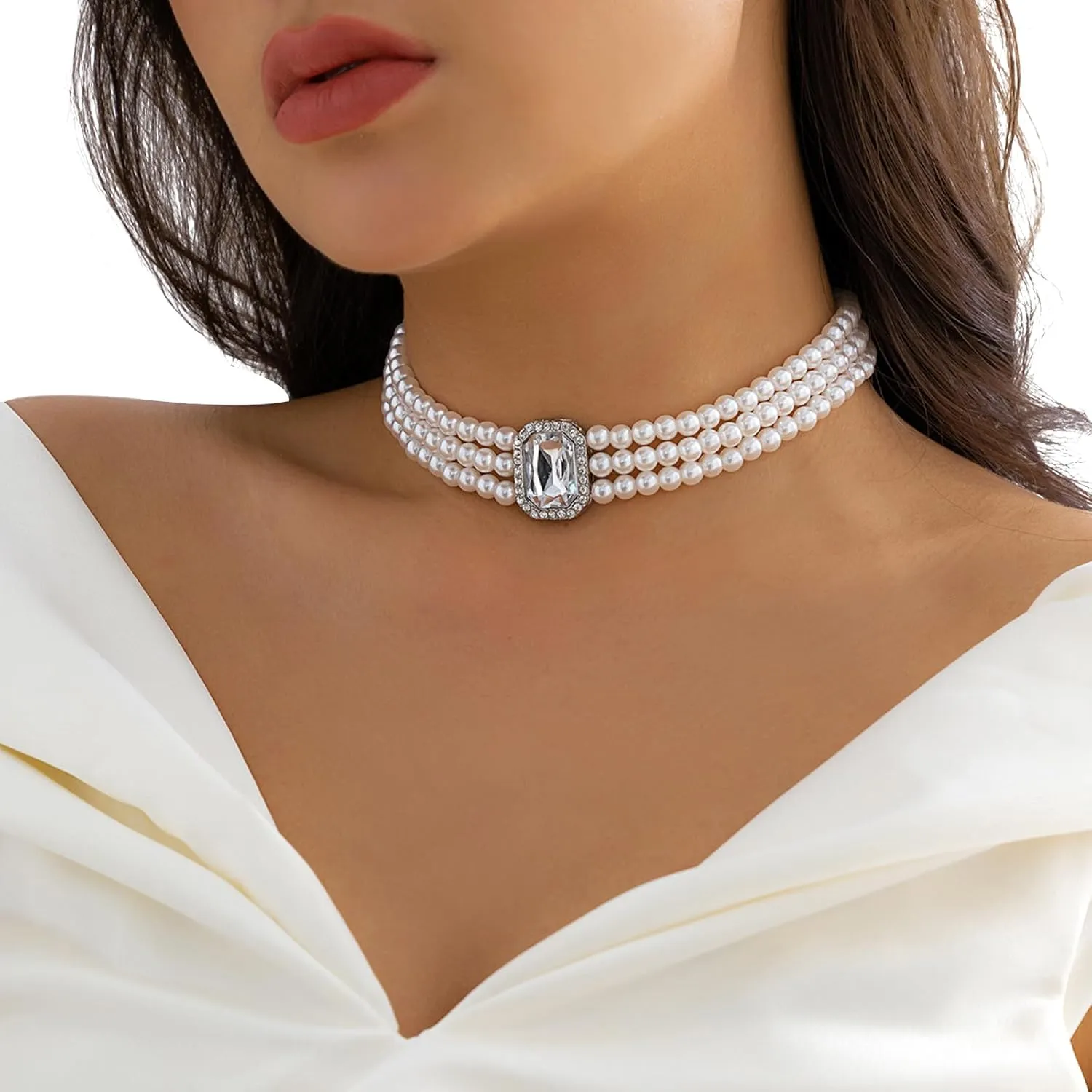 Sexy Beaded Chain Short Necklace Trend Multi layered Pearl Choker Necklace Elegant Pearl Clavicle Chain Necklace for Women