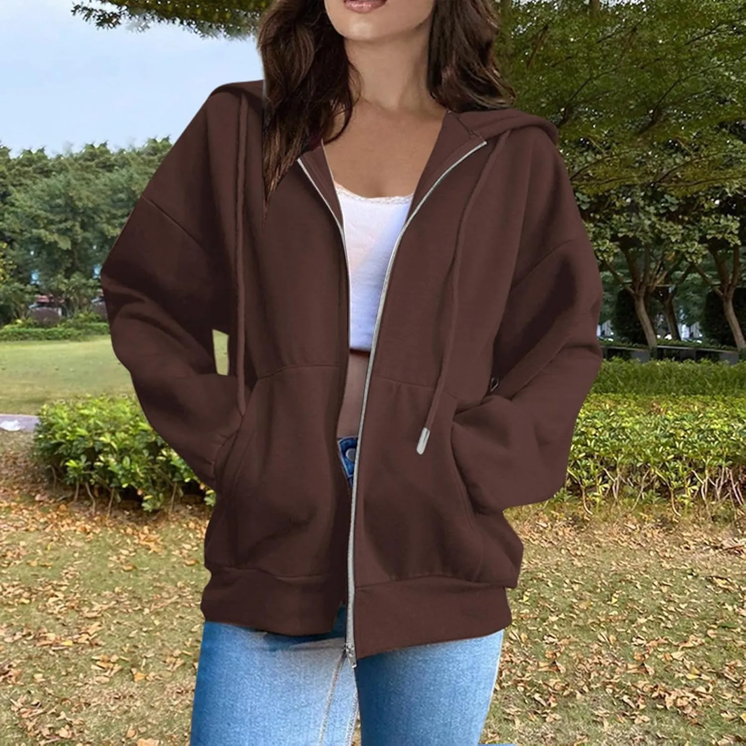 SGASY Womens Zip Up Hoodies Sweatshirt Fleece Jackets 2024 Fall Fashion Outfits Winter Clothes Soft Zip Up Hoodie Women