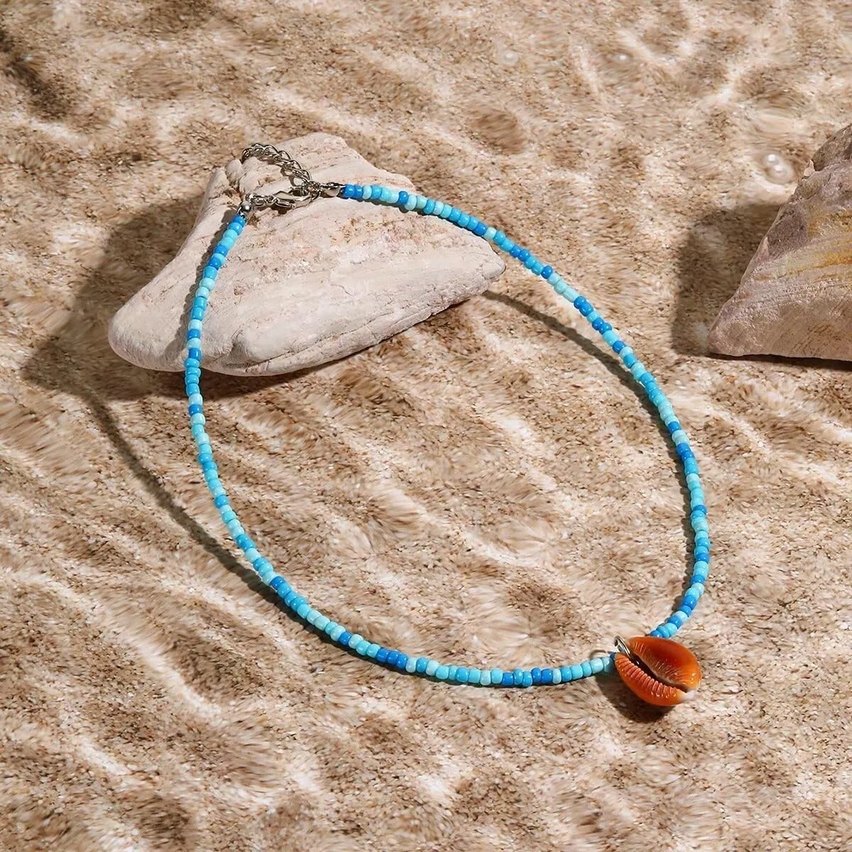 Shell Necklace For Women Layered Seashell Necklace Natural Seashell Necklace Conch Pendant Boho Beach Summer Jewelry Gifts