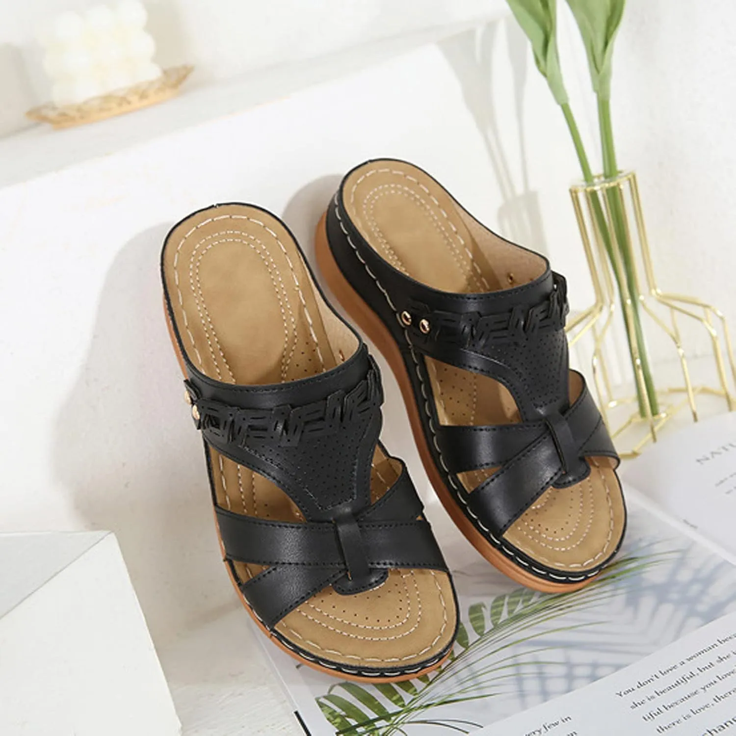 Shoes for Bunions and Wide Feet Women Sandalias Para Mujer Elegantes En Rojo White Sandals Women Comfort Arch Supports for Plantar Fasciitis Womens Orthopedic Shoes Slip On Heels for Women Dressy
