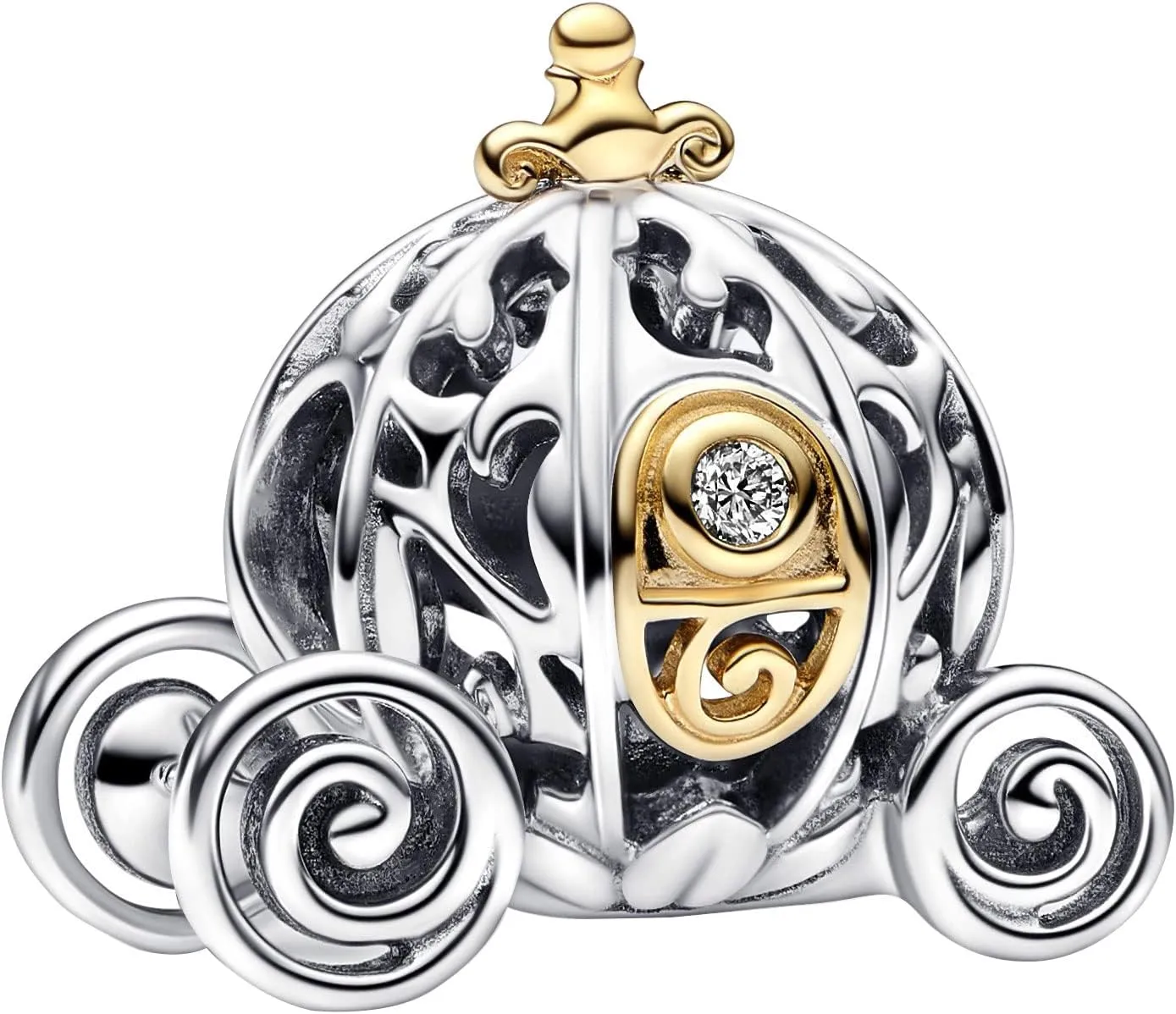 Silver Beads New 100th Anniversary Cinderella Magic Carriage Charm Bracelet Jewelry S925 Sterling Silver Princess Pumpkin Car Charm Necklace DIY Silver Charm Beaded