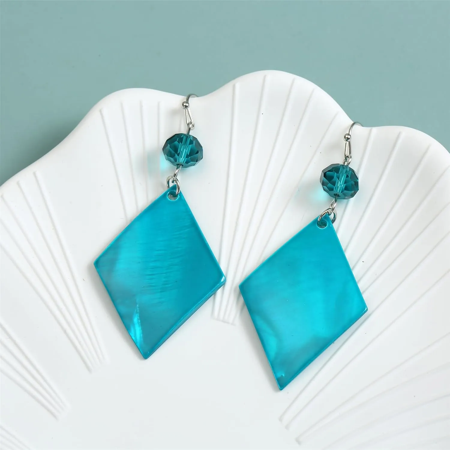 Simple Fashion Square Dangle Earrings for Women Multi color Fan Light Weight Drop Earrings for Costume Jewelry Gifts