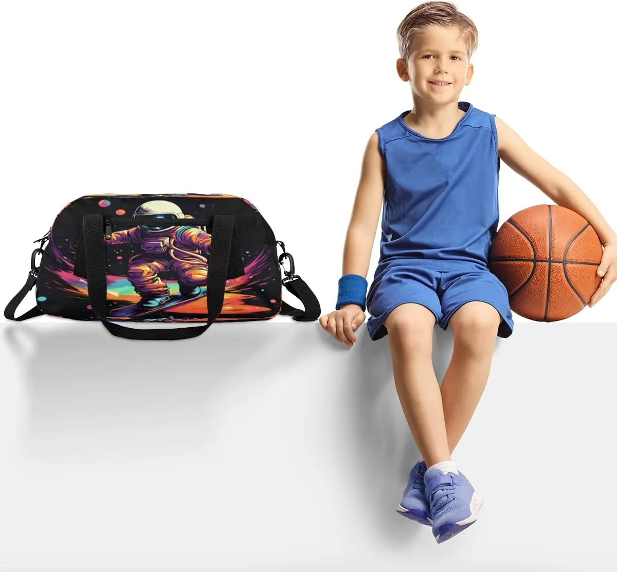 Skateboarding Aliens Kids Duffle Bag Boys Girls Small Sport Dance Gym Bag for Overnight Travel Weekender Carry On