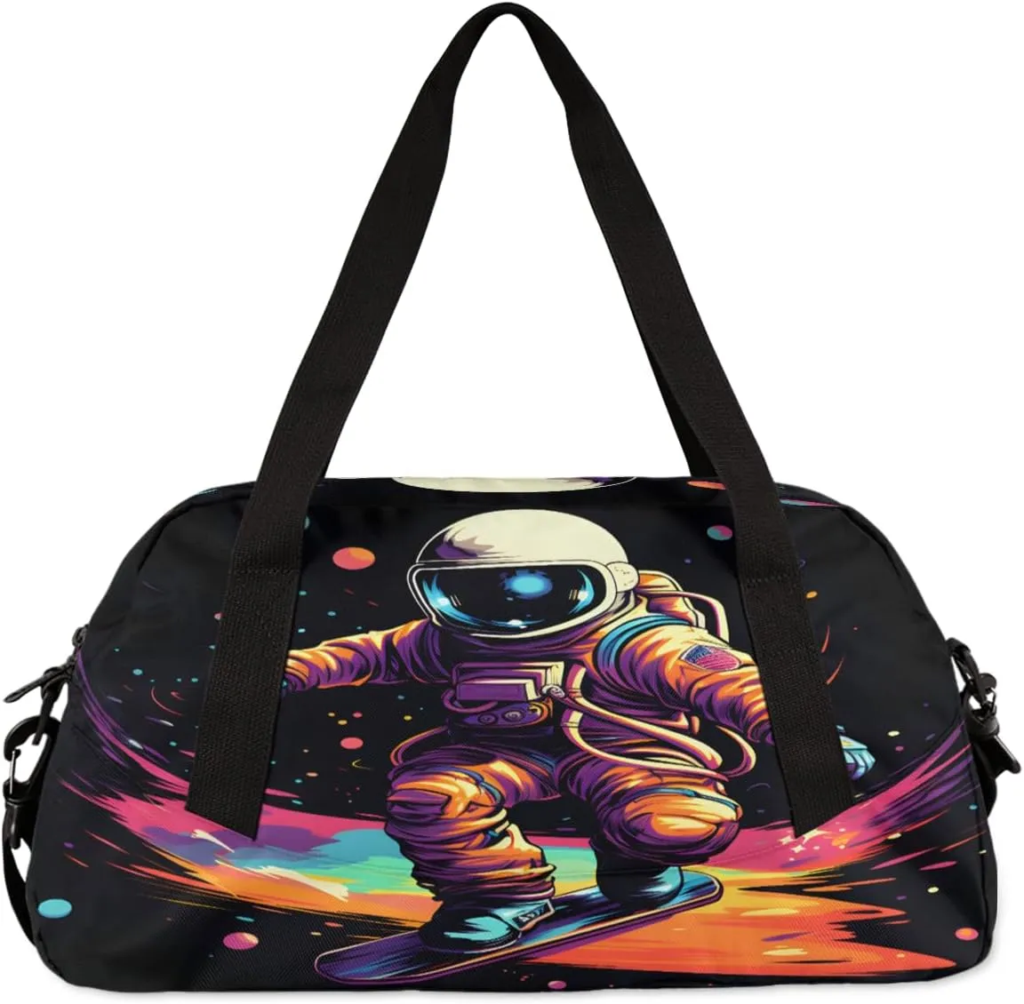Skateboarding Aliens Kids Duffle Bag Boys Girls Small Sport Dance Gym Bag for Overnight Travel Weekender Carry On