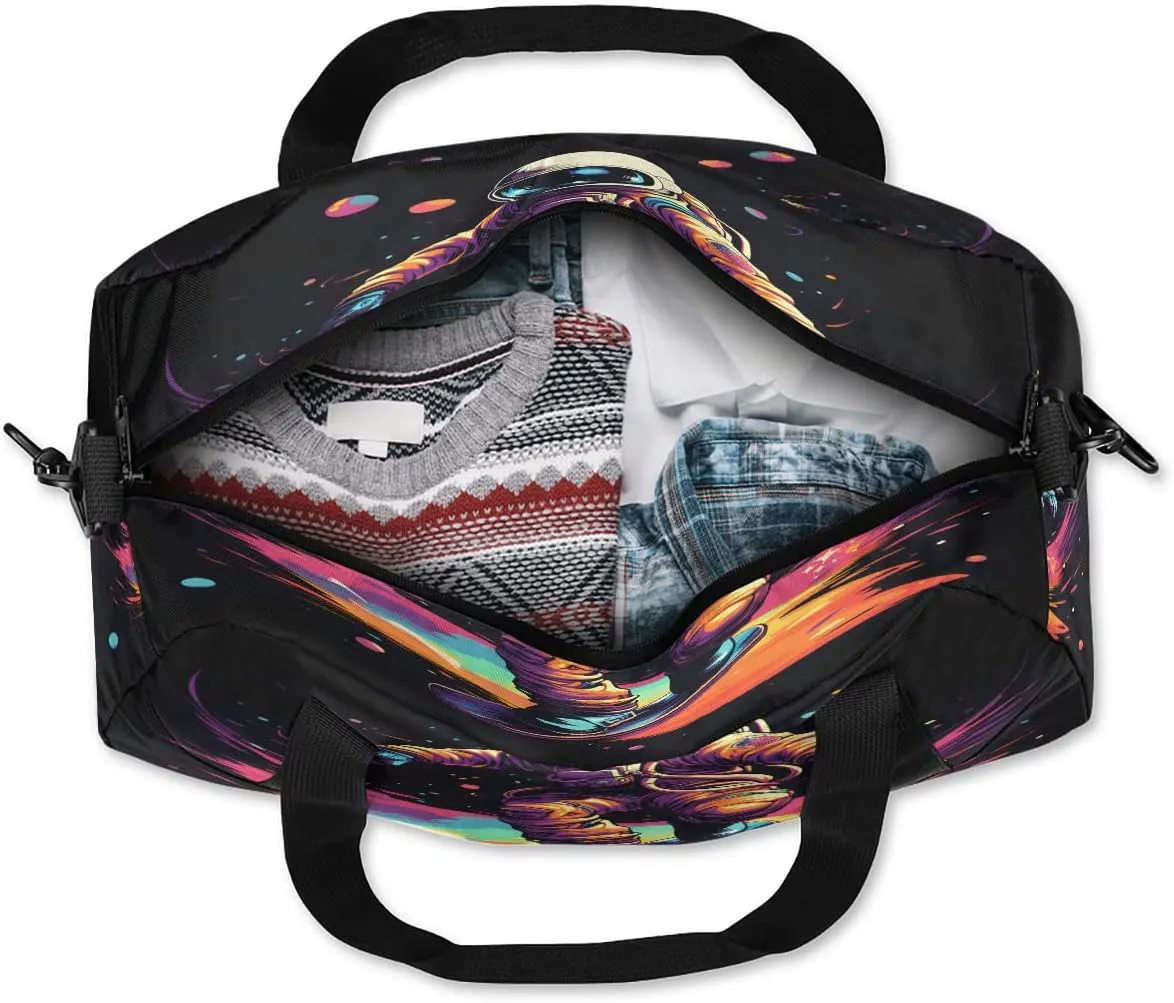 Skateboarding Aliens Kids Duffle Bag Boys Girls Small Sport Dance Gym Bag for Overnight Travel Weekender Carry On