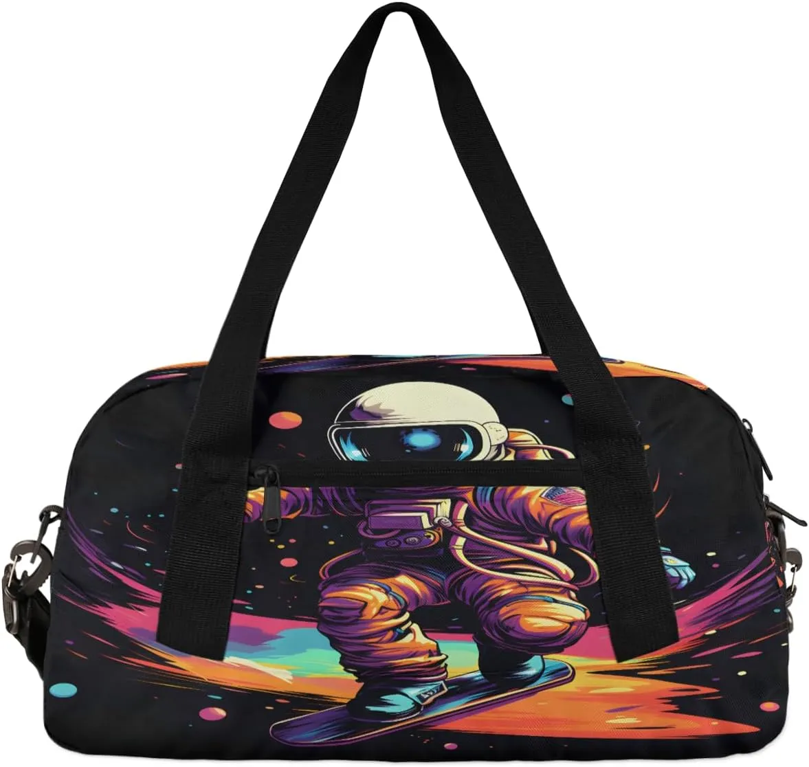Skateboarding Aliens Kids Duffle Bag Boys Girls Small Sport Dance Gym Bag for Overnight Travel Weekender Carry On