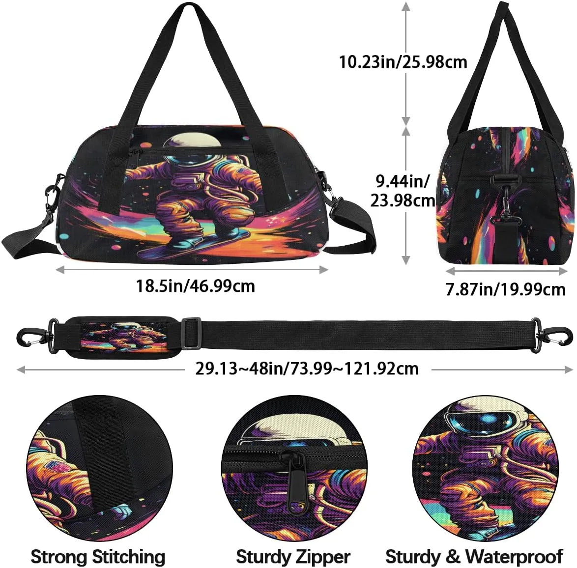 Skateboarding Aliens Kids Duffle Bag Boys Girls Small Sport Dance Gym Bag for Overnight Travel Weekender Carry On