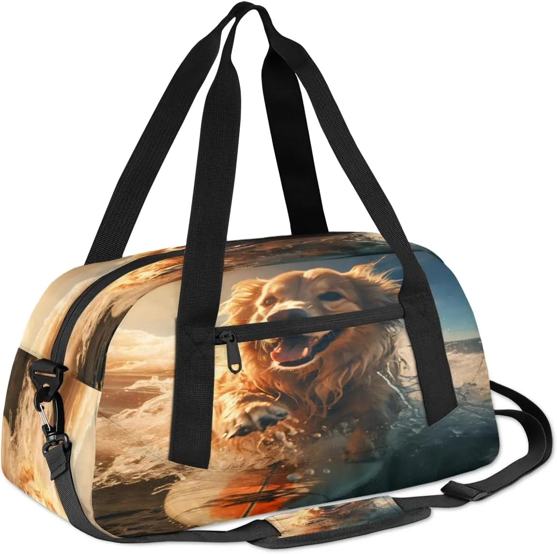 Skateboarding Dog Kids Duffle Bag Boys Girls Small Sport Dance Gym Bag for Overnight Travel Weekender Carry On