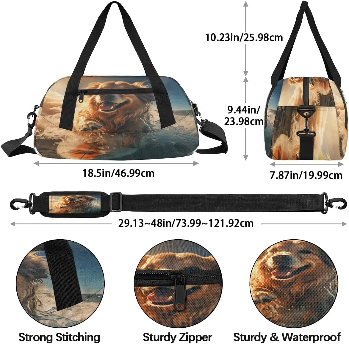 Skateboarding Dog Kids Duffle Bag Boys Girls Small Sport Dance Gym Bag for Overnight Travel Weekender Carry On