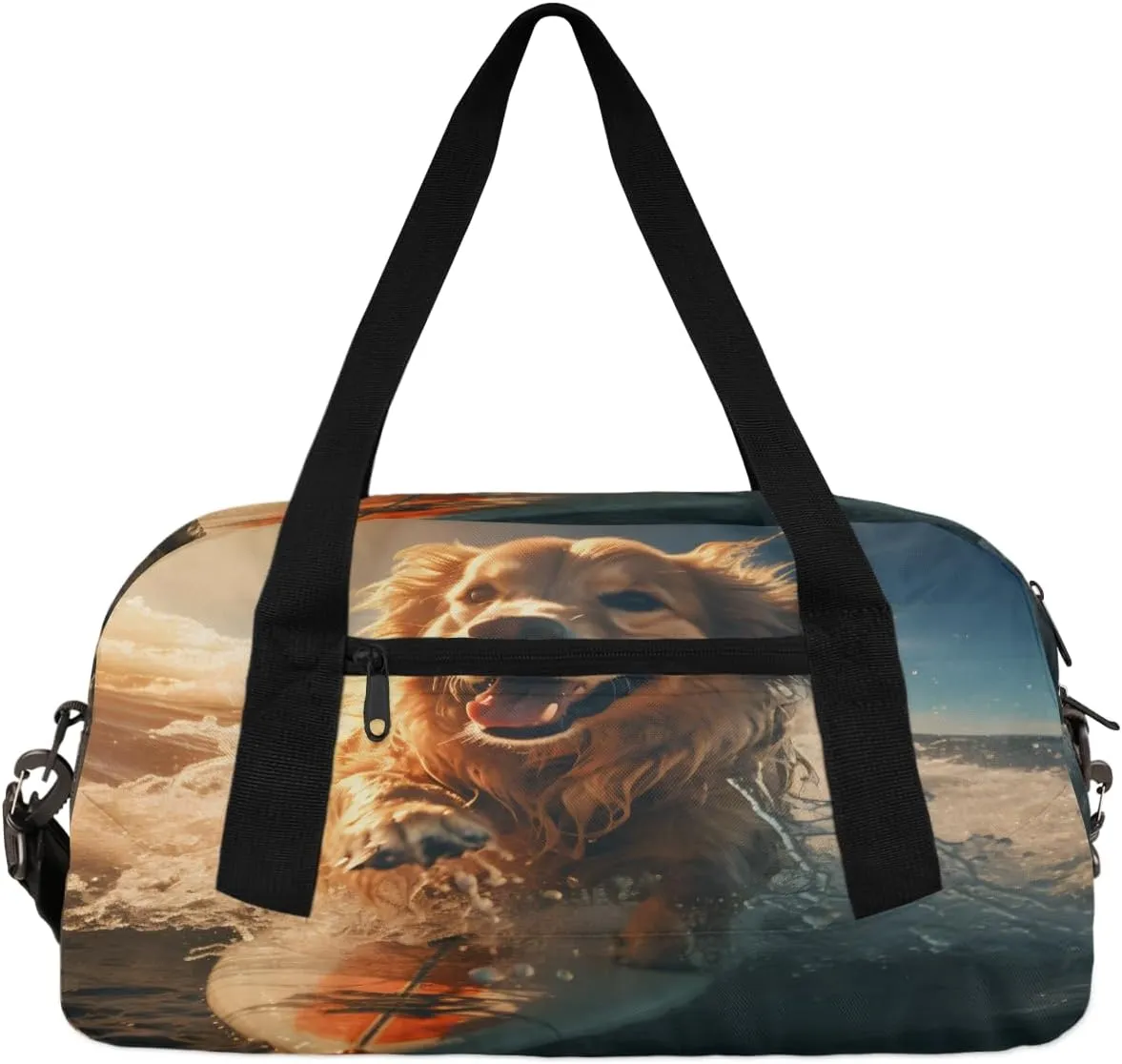 Skateboarding Dog Kids Duffle Bag Boys Girls Small Sport Dance Gym Bag for Overnight Travel Weekender Carry On