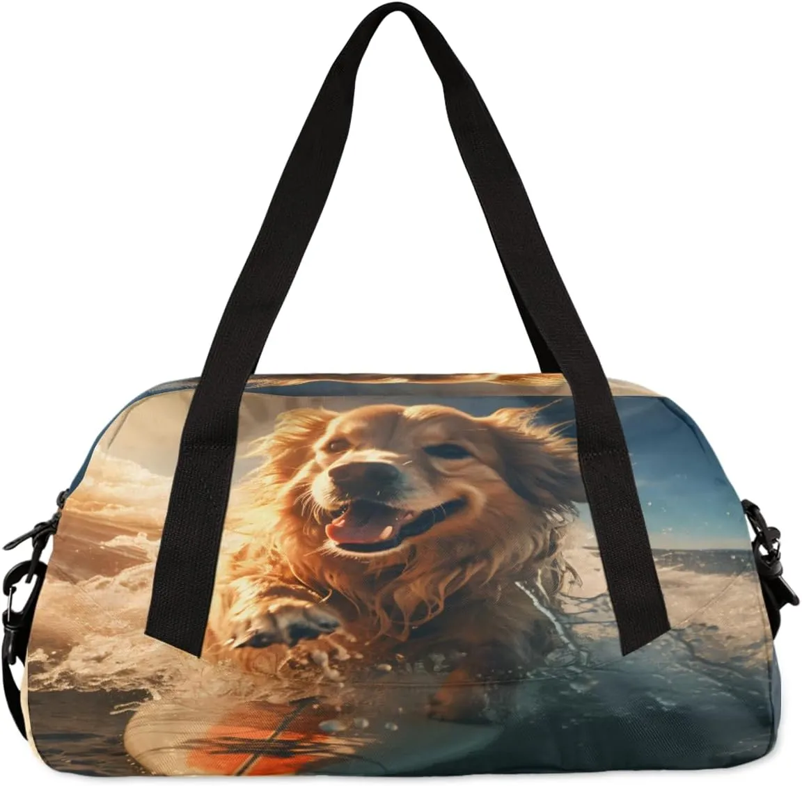 Skateboarding Dog Kids Duffle Bag Boys Girls Small Sport Dance Gym Bag for Overnight Travel Weekender Carry On