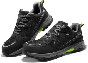 SPIEZ Men's Safety Work Shoes, Oil-Resistant, Non-Slip Composite Toe, Outdoor & Safety Shoes, Black/Green (US 7.5-12)