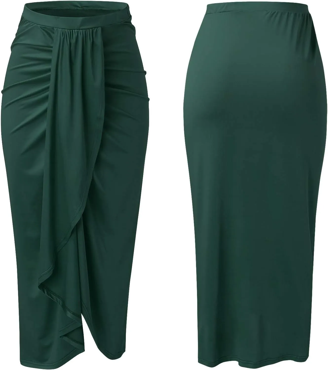 Split Athletic Skirt Asymmetrical Pleated Dress Solid Casual High Low Wrap Rise Summer Skirts for Women 2023 Modest