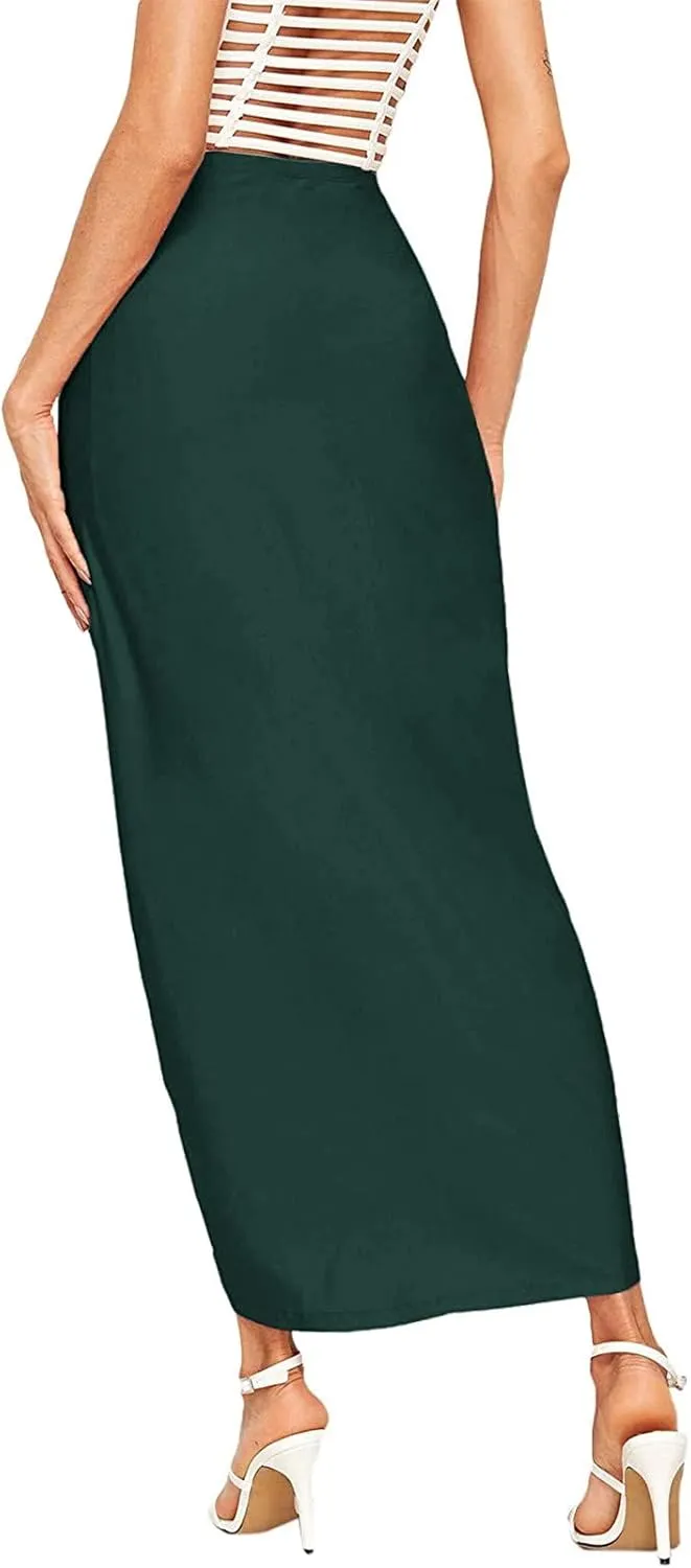Split Athletic Skirt Asymmetrical Pleated Dress Solid Casual High Low Wrap Rise Summer Skirts for Women 2023 Modest